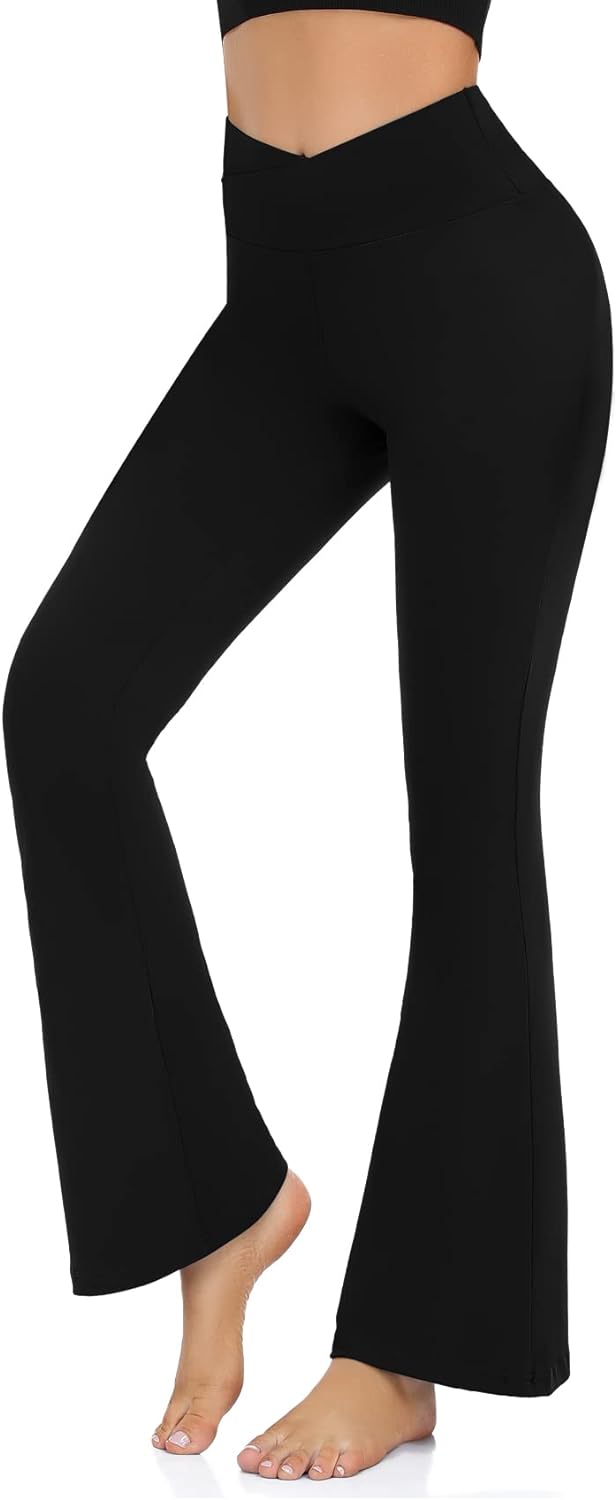 Womens Bootcut Yoga Pants - Flare Leggings for Women High Waisted Crossover Workout Lounge Bell Bottom Jazz Dress Pants