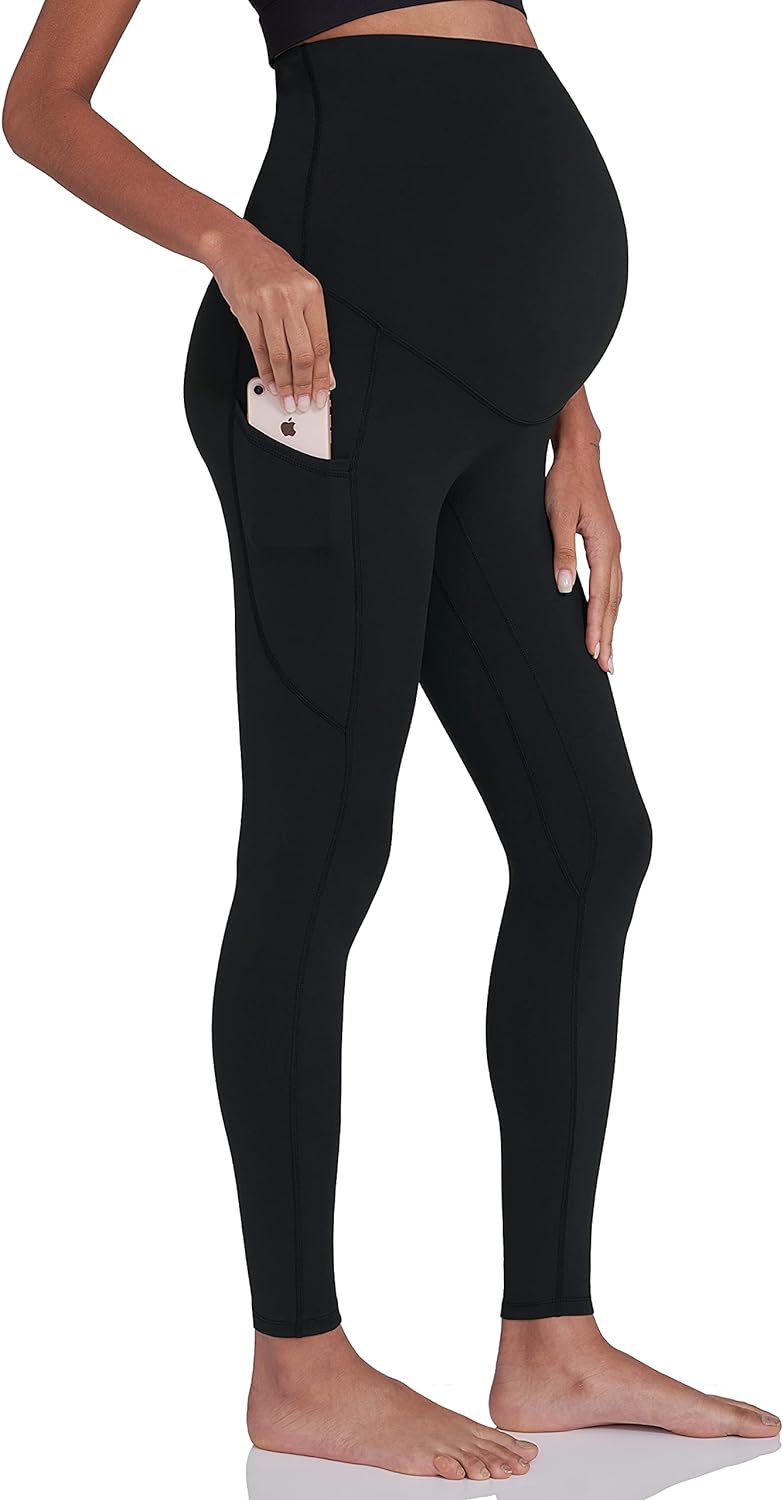 Enerful Women' Maternity Workout Leggings Over The Belly Pregnancy Active Wear Athletic Soft Yoga Pants with Pockets