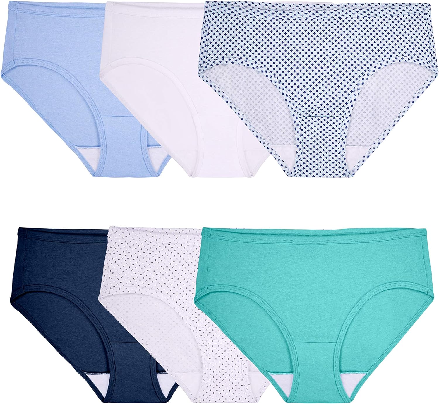 Fruit of the Loom womens Tag Free Cotton (Regular & Plus Size) Hipster Panties, Hipster - 6 Pack Covered Waistband, 7 US