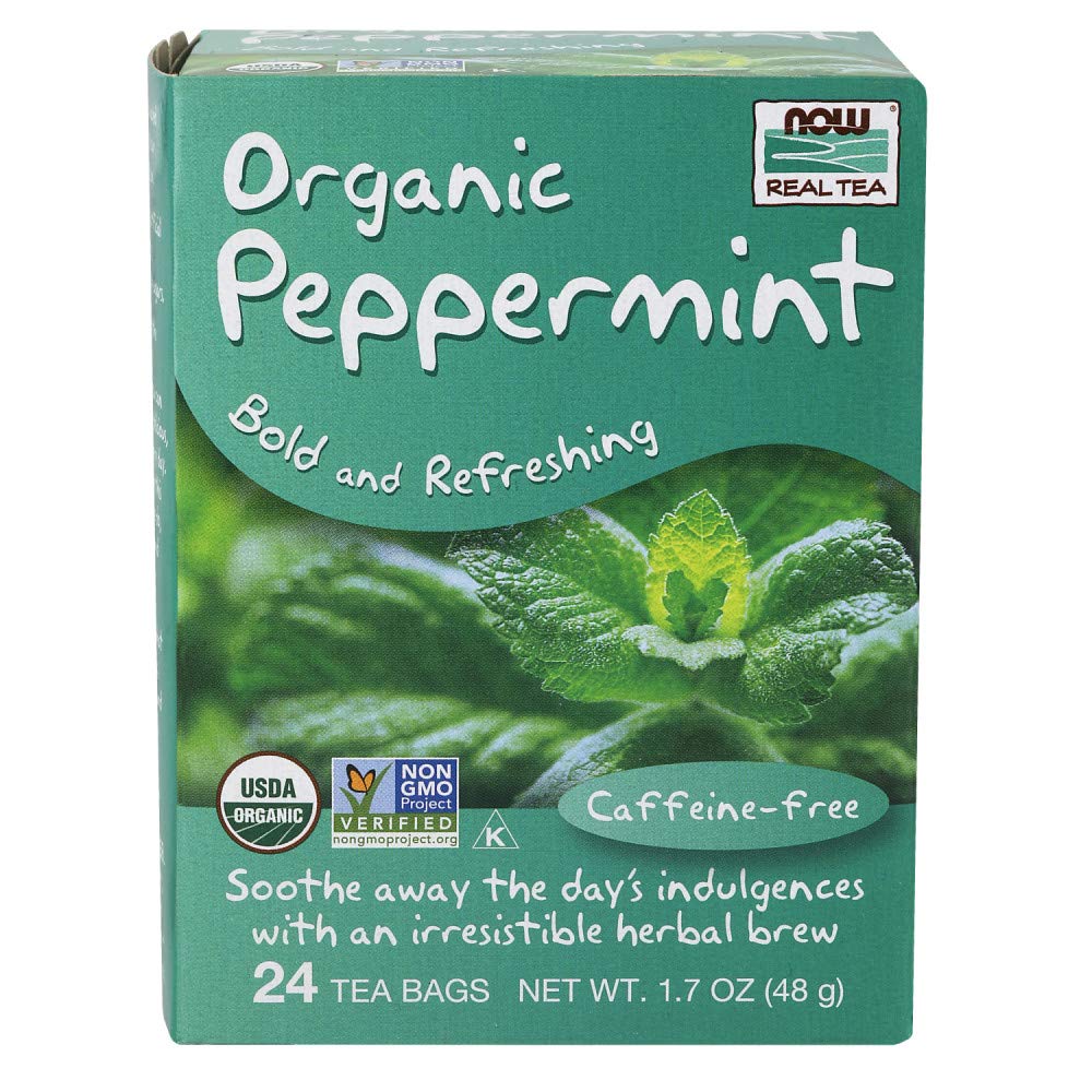 NOW Foods Give a Tea Organic Peppermint Tea, Caffeine-Free, 24 bags