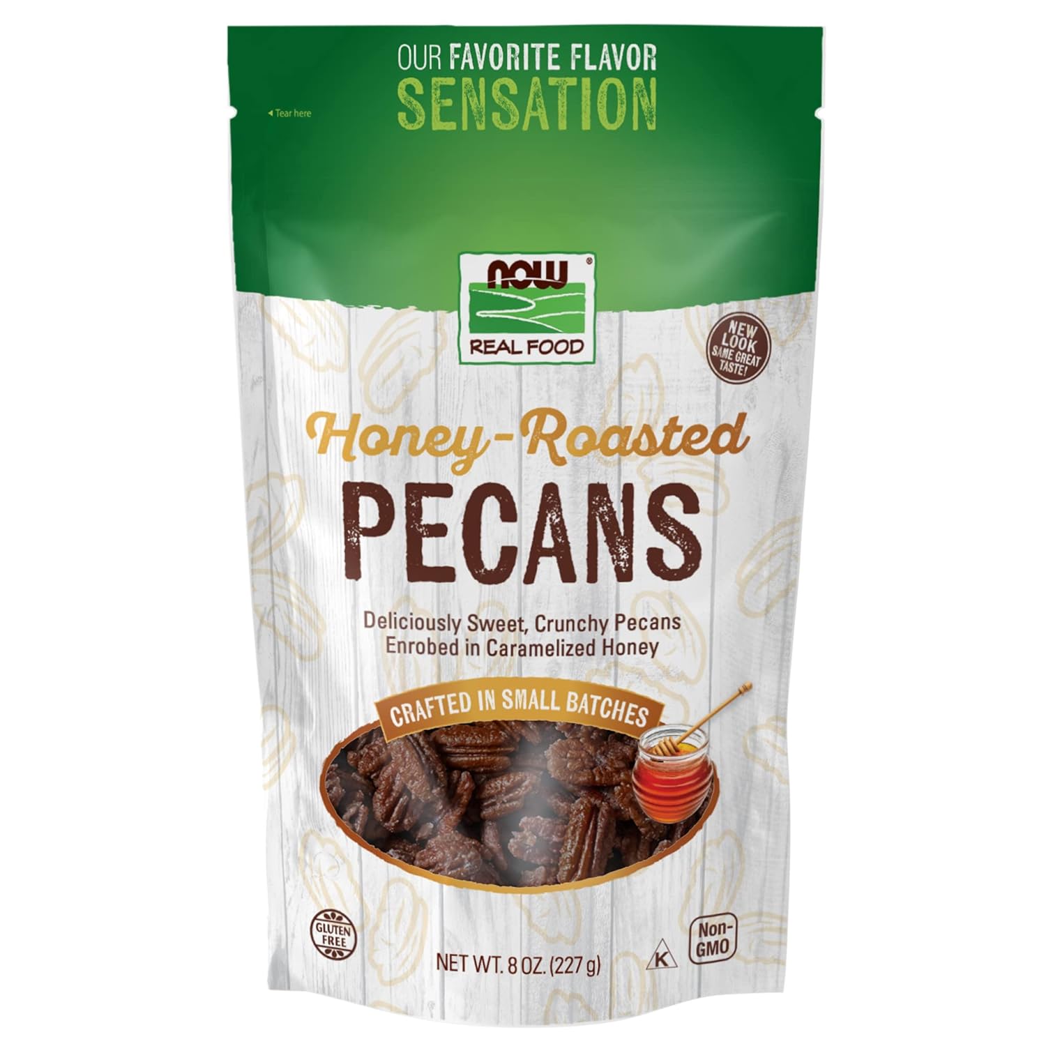 NOW Foods, Honey-Roasted Pecans, Flavor Sensations, Sweet and Crunchy Pecans Fused with Caramelized Honey, 8-Ounce (Packaging May Vary)