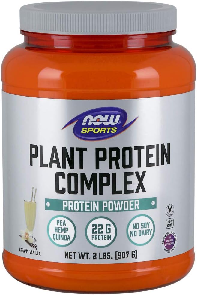 NOW Sports Nutrition, Plant Protein Complex 22 g, Creamy Vanilla Powder, 2-Pound