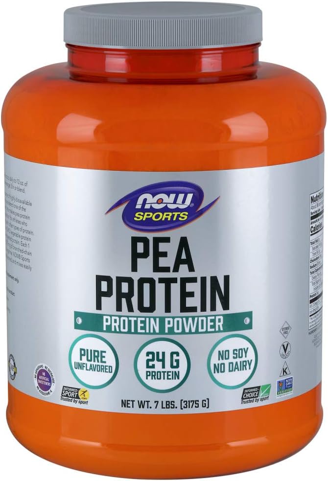 NOW Sports Nutrition, Pea Protein 24 g, Fast Absorbing, Unflavored Powder, 7-Pound