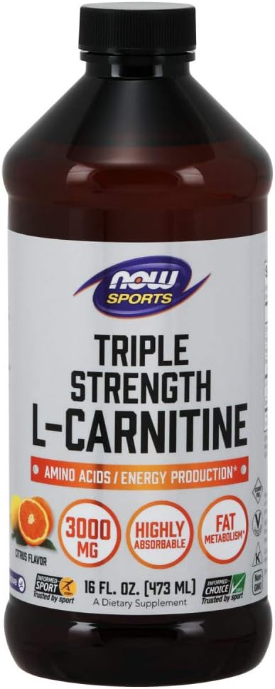 NOW Sports Nutrition, L-Carnitine Liquid, Triple Strength 3000 mg, Citrus, 16-Ounce