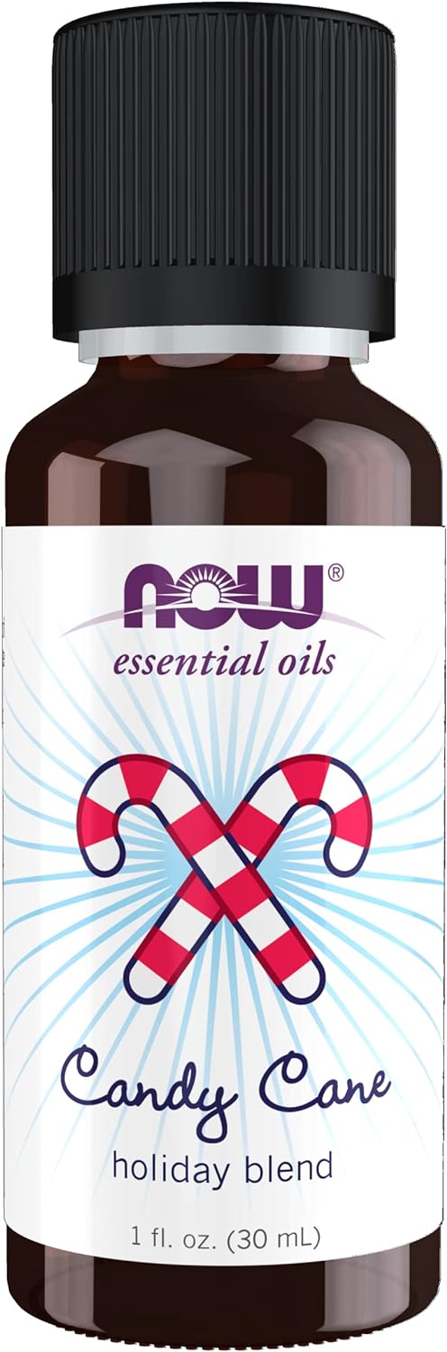 NOW Essential Oils, Candy Cane Oil Blend, Refreshing and Invigorating with a Sweet and Minty Scent, Steam Distilled and CO2 Extracted, 1-Ounce