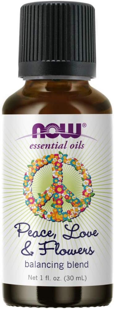 NOW Essential Oils, Peace, Love and Flowers, Sweet Floral Aromatherapy Scent, Blend of Pure Essential Oils, Vegan, Child Resistant Cap, 1-Ounce