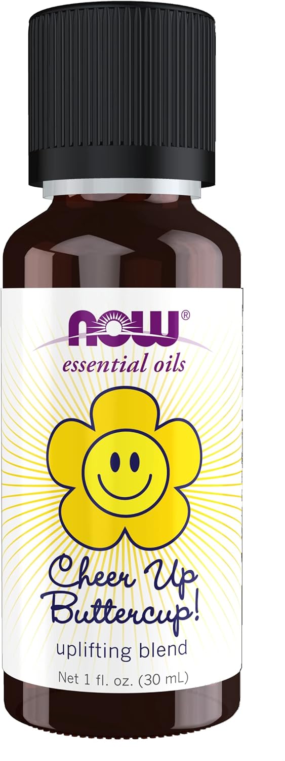 NOW Essential Oils, Cheer Up Buttercup! Oil Blend, Uplifting Aromatherapy Scent, Blend Pure Citrus Essential Oils, Vegan, Child Resistant Cap, 1-Ounce