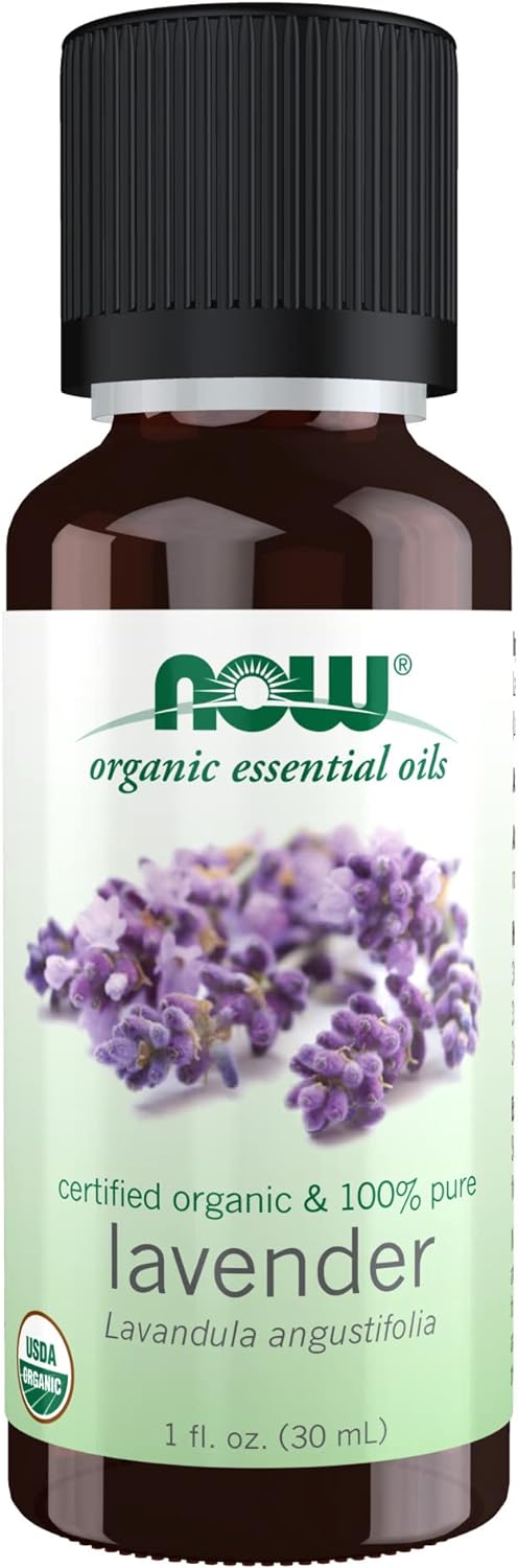 NOW Essential Oils, Organic Lavender Oil, Soothing Aromatherapy Scent, Steam Distilled, 100% Pure, Vegan, Child Resistant Cap, 1-Ounce