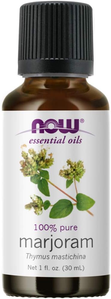 NOW Essential Oils, Marjoram Oil, Normalizing Aromatherapy Scent, Cold Pressed, 100% Pure, Vegan, Child Resistant Cap, 1-Ounce