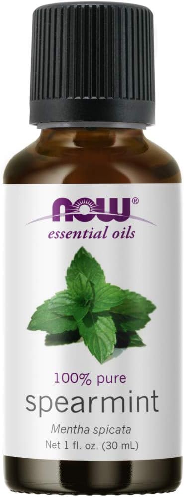 NOW Essential Oils, Spearmint Oil, Stimulating Aromatherapy Scent, Steam Distilled, 100% Pure, Vegan, Child Resistant Cap, 1-Ounce