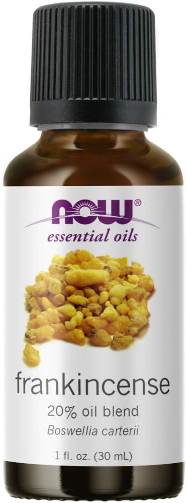 NOW Essential Oils, Frankincense Oil Blend, 20% Blend of Pure Frankincense Oil in Pure Jojoba Oil, Centering Aromatherapy Scent, Steam Distilled, Vegan, Child Resistant Cap, 1-Ounce