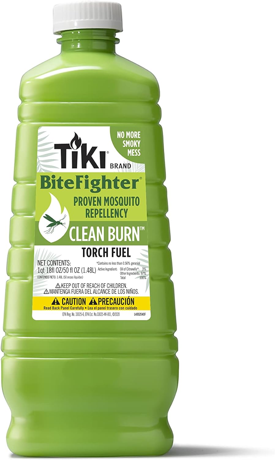 TIKI Brand Clean Burn BiteFighter Mosquito Repellent TIKI Torch Fuel for Outdoors - 50 oz, 1221119