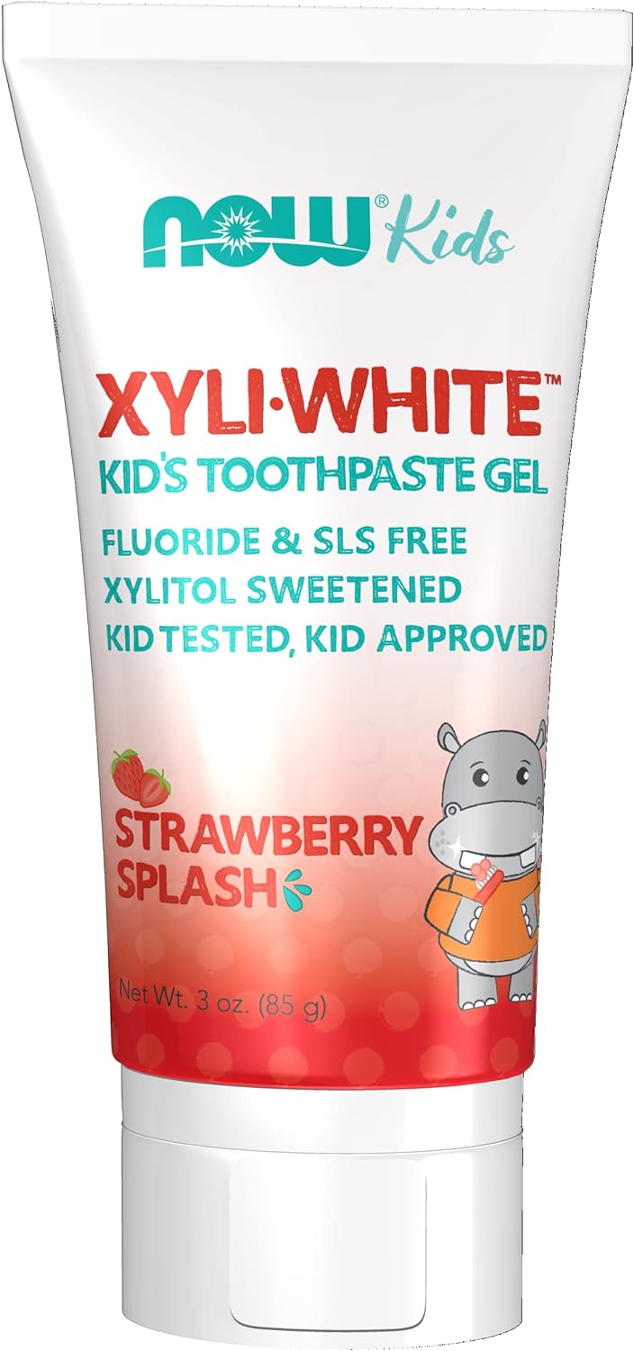 NOW Solutions, Xyliwhite Toothpaste Gel for Kids, Strawberry Splash Flavor, Kid Approved! 3-Ounce, packaging may vary