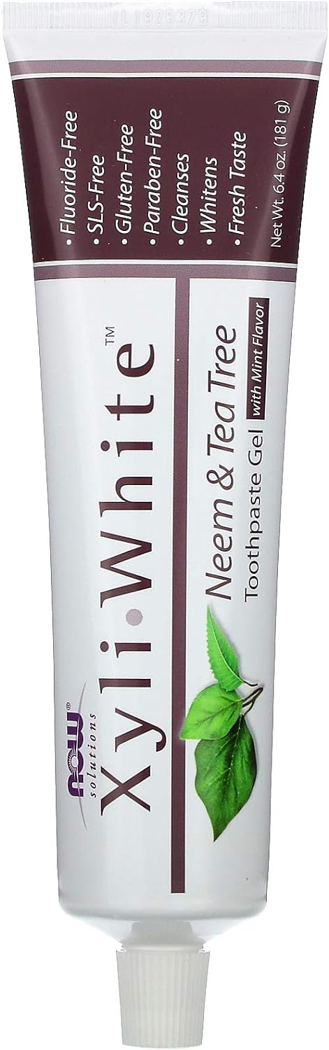 NOW Solutions, Xyliwhite Toothpaste Gel, Neem and Tea Tree, Cleanses and Whitens, Clean and Fresh Taste, 6.4-Ounce