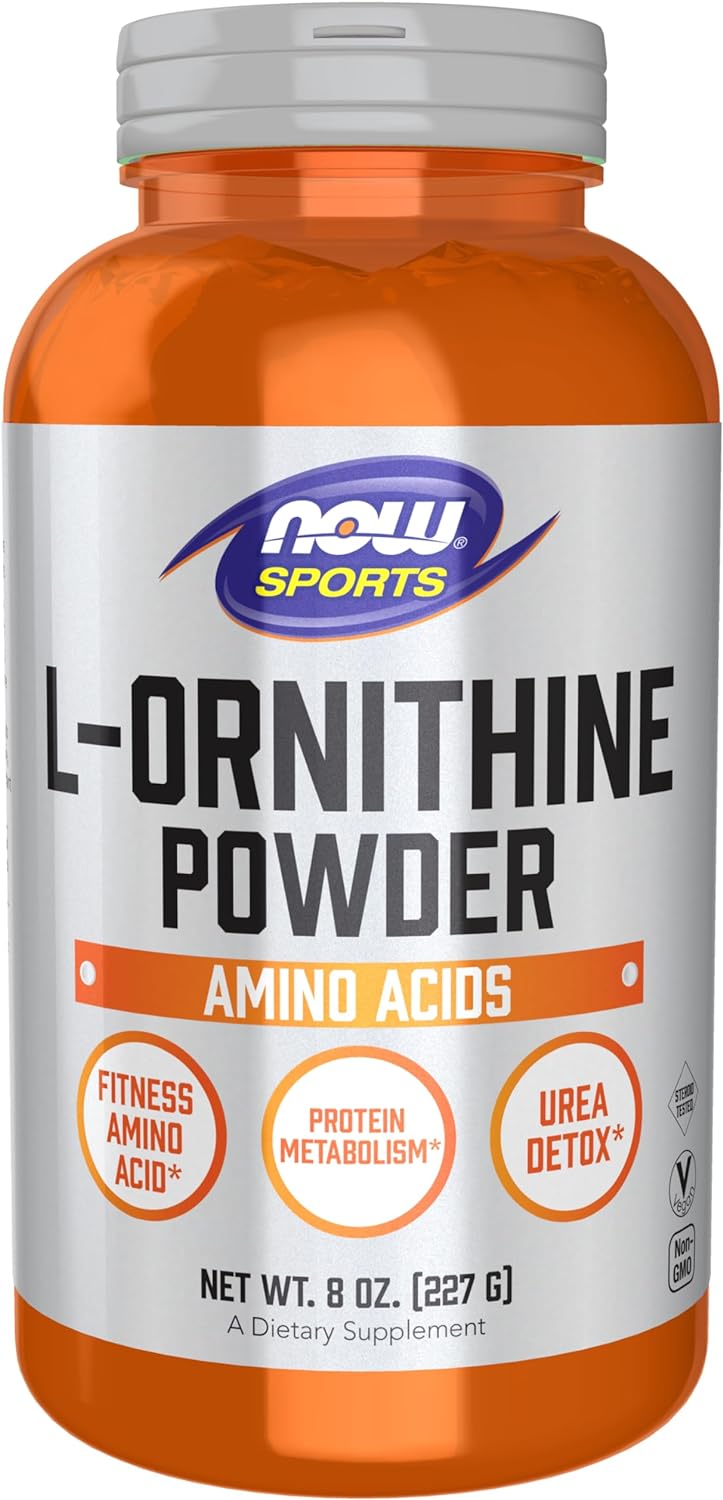 NOW Sports Nutrition, L- Ornithine Powder, Protein Metabolism* and Urea Detox*, Amino Acids, 8-Ounce