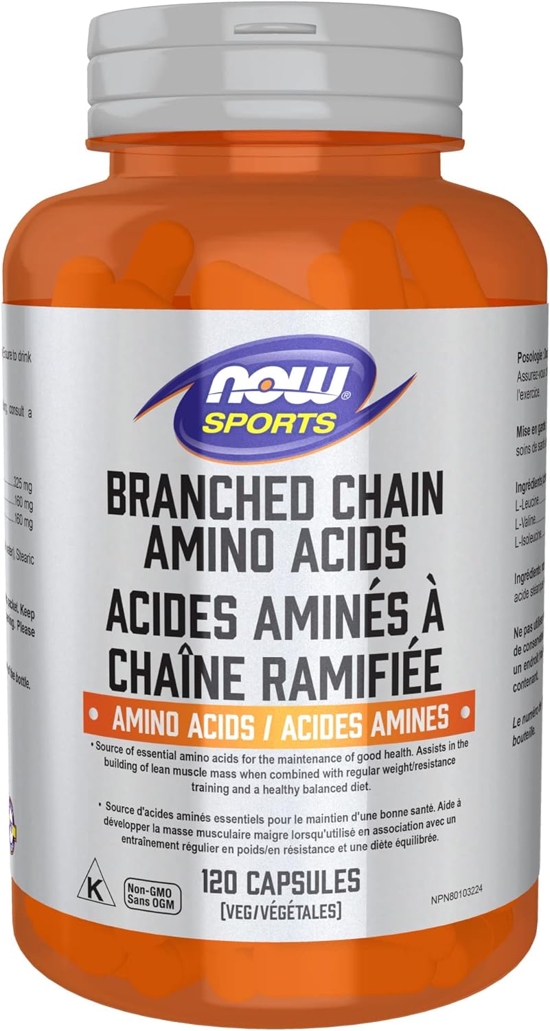 NOW Sports Nutrition, Branched Chain Amino Acids, With Leucine, Isoleucine and Valine, 120 Veg Capsules