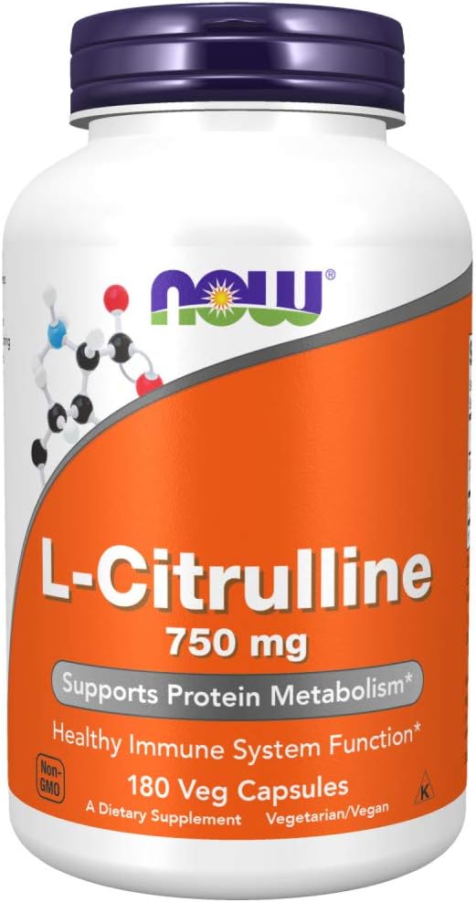 NOW Supplements, L-Citrulline 750 mg, Supports Protein Metabolism*, Amino Acid, 180 Veg Capsules