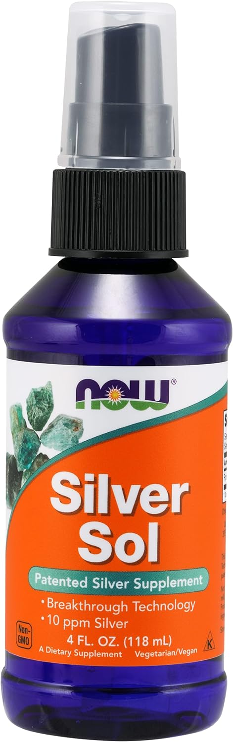 NOW Supplements, Silver Sol 10 PPM with Elemental Silver and Deionized Water, Liquid, 4-Ounce