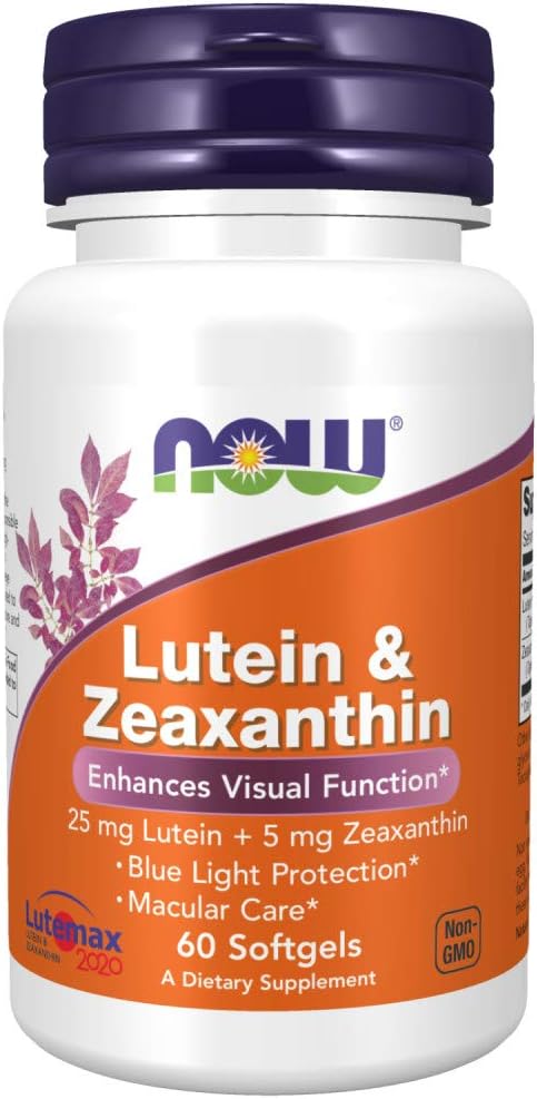 NOW Supplements, Lutein & Zeaxanthin with 25 mg Lutein and 5 mg Zeaxanthin, 60 Softgels