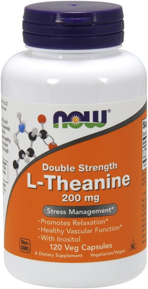 NOW Supplements, L-Theanine 200 mg with Inositol, Stress Management*, 120 Veg Capsules