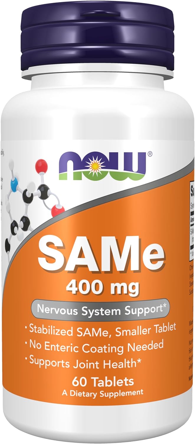 NOW Supplements, SAMe (S-Adenosyl-L-Methionine) 400 mg, Nervous System Support*, 60 Tablets