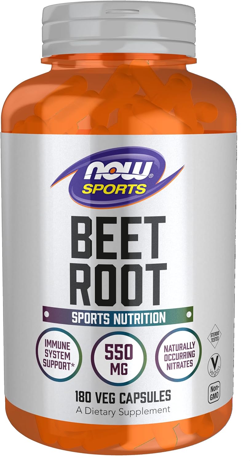 NOW Sports, Beet Root Veg, Sports Nutrition, Immune System Support*, 550 MG, Naturally Occurring Nitrates, 180 Veg Capsules