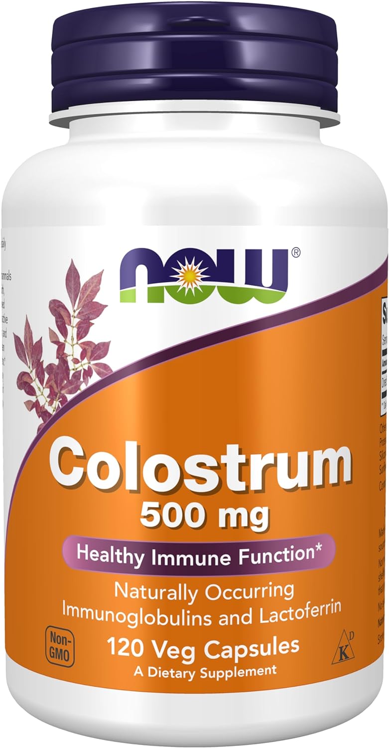 NOW Supplements, Colostrum 500 mg, Naturally occurring Immunoglobulins and Lactoferrin, 120 Veg Capsules