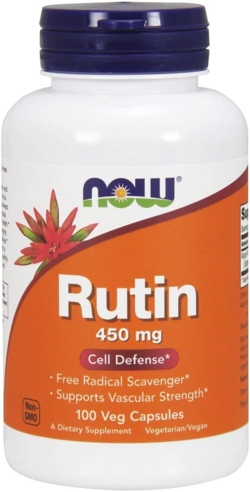 NOW Supplements, Rutin (Sophora japonica) 450 mg, Free Radical Scavenger*, Cell Defense*, 100 Veg Capsules