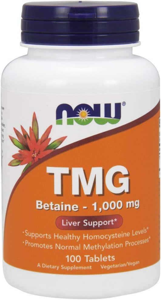 NOW Supplements, TMG Betaine (Trimethylglycine) 1,000 mg, Liver Support*, 100 Tablets