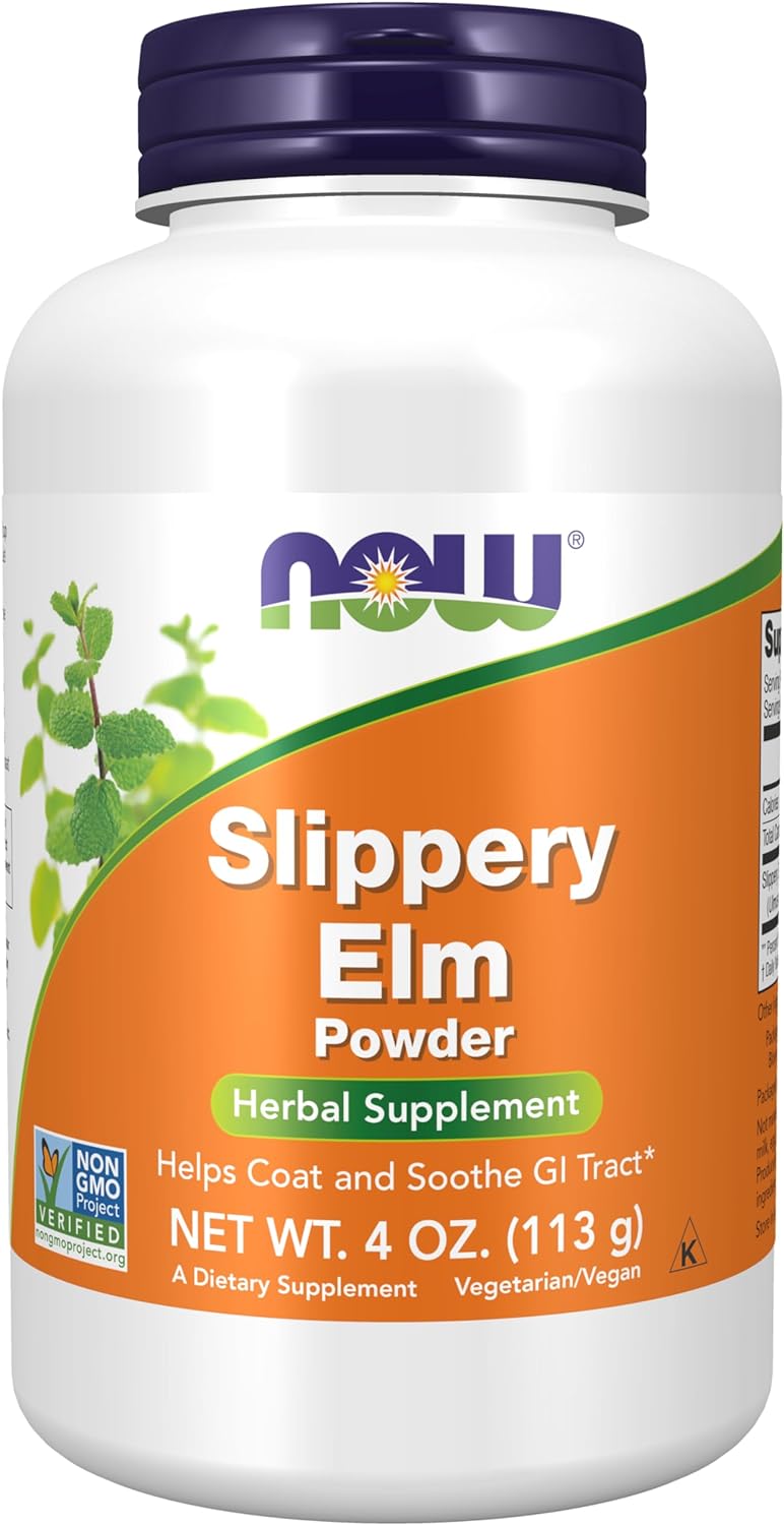 NOW Supplements, Slippery Elm Powder (Ulmus rubra), Non-GMO Project Verified, Herbal Supplement, 4-Ounce