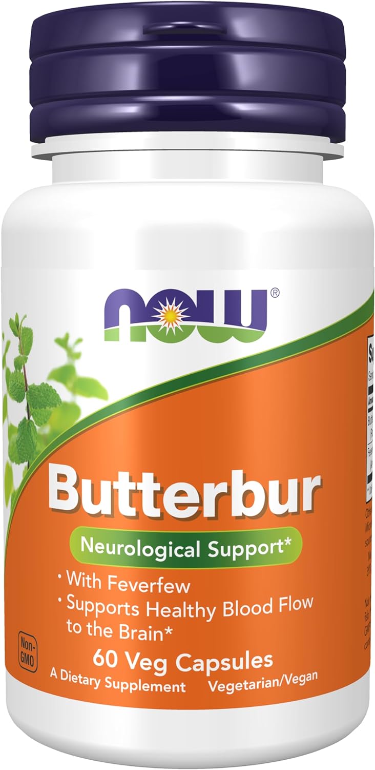 NOW Supplements, Butterbur with Feverfew, Neurological Support*, 60 Veg Capsules