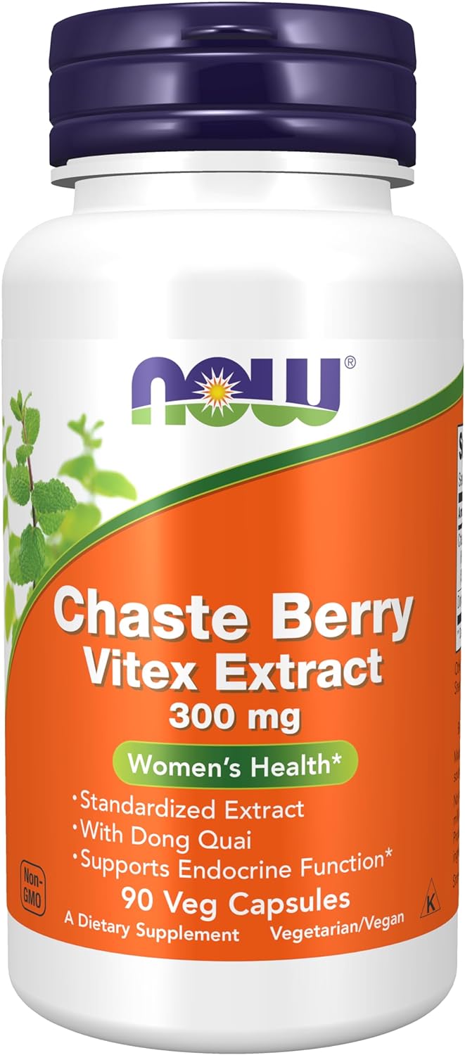 NOW Supplements, Chaste Berry Vitex Extract 300 mg with Dong Quai, Women' Health*, 90 Veg Capsules