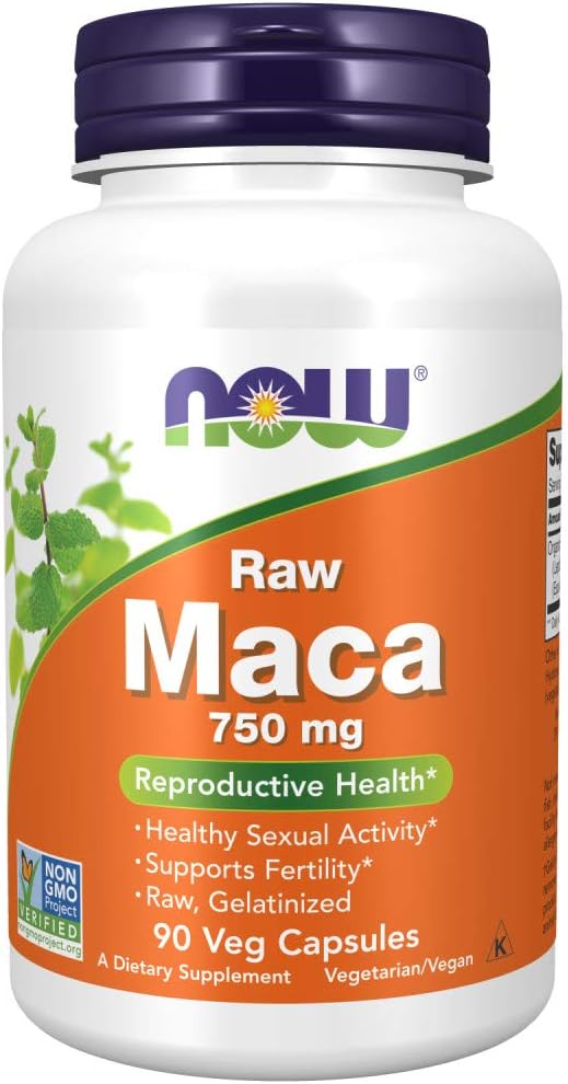 NOW Supplements, Maca (Lepidium meyenii) 750 mg Raw, Reproductive Health*, 90 Veg Capsules