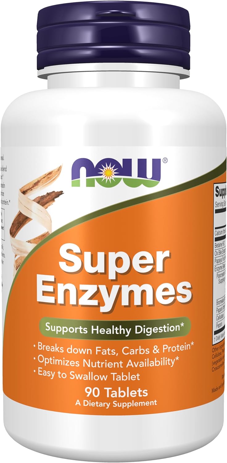 NOW Supplements, Super Enzymes, Formulated with Bromelain, Ox Bile, Pancreatin and Papain, Super Enzymes, 90 Tablets