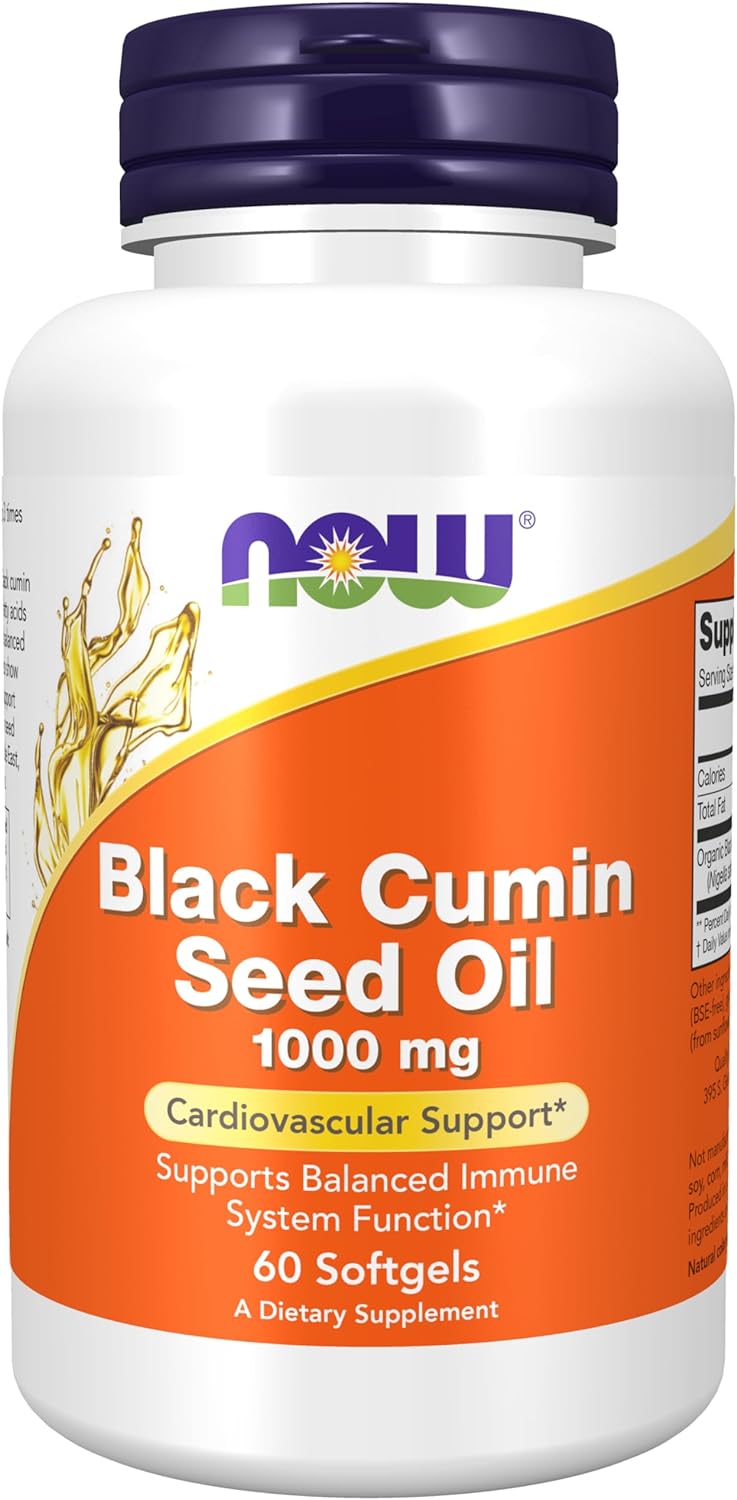 NOW Supplements, Black Cumin Seed Oil, 1,000 mg, Cardiovascular Support*, 60 Softgels