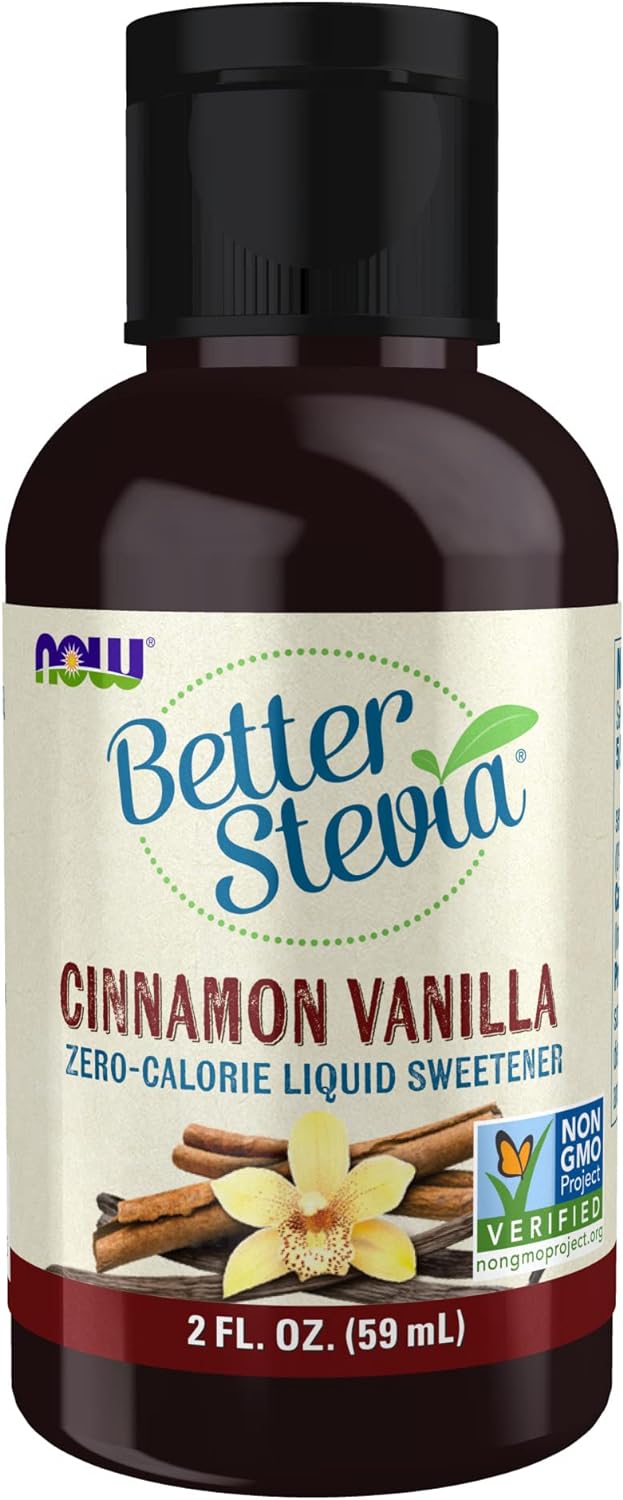 NOW Foods, Better Stevia, Liquid Zero-Calorie Sweetener, Cinnamon Vanilla Flavor, Certified Non-GMO, 2 Fl Oz