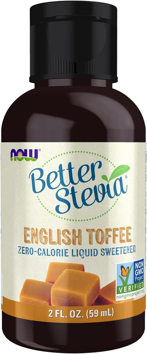 NOW Foods, Better Stevia, Liquid Zero-Calorie Sweetener, English Toffee, Low Glycemic Impact, Kosher, 2-Ounce