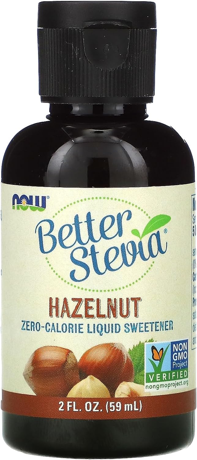 NOW Foods BetterStevia Hazelnut Zero-Calorie Liquid Sweetener, Keto Friendly, Suitable for Diabetics, No Erythritol, 2-Ounce