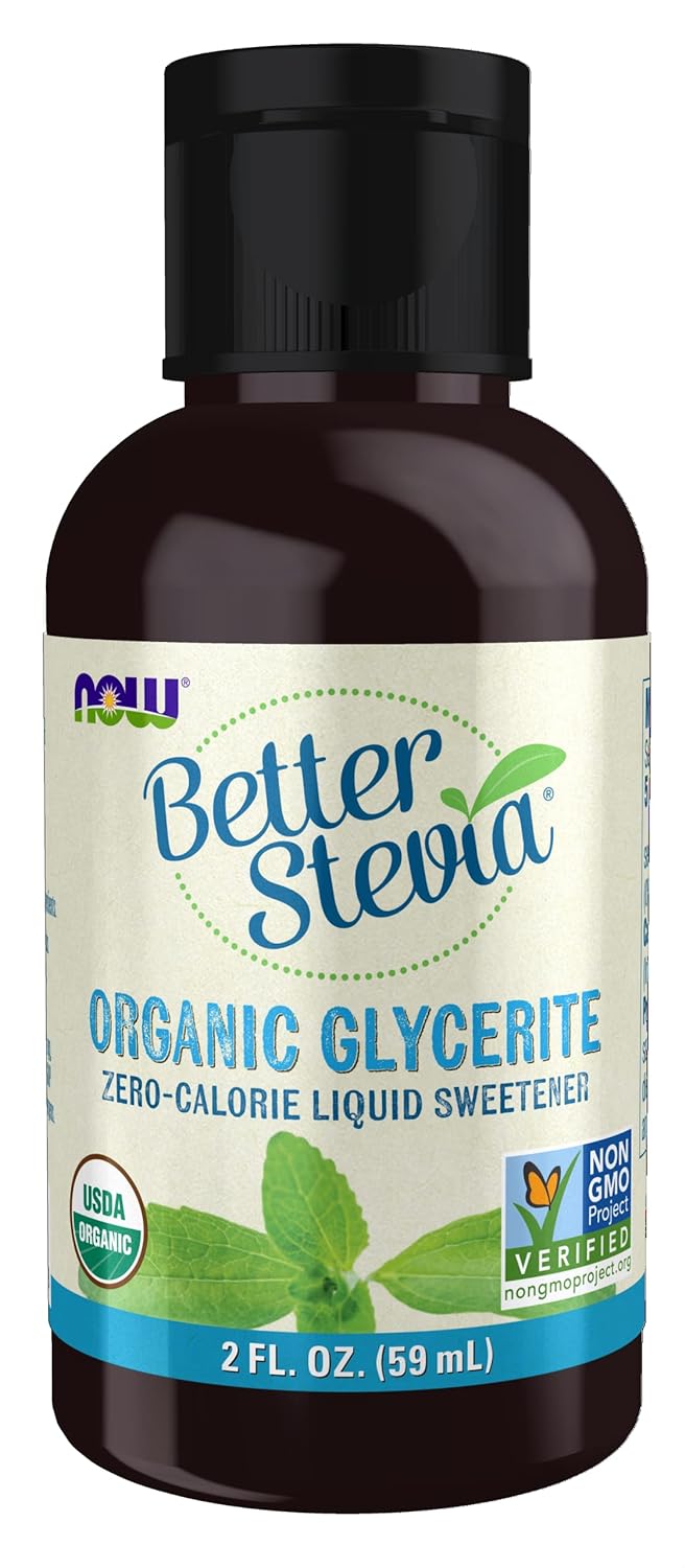 NOW Foods, Better Stevia Liquid, Glycerite, Zero-Calorie Liquid Sweetener, Low Glycemic Impact, Certified Non-GMO, 2-Ounce