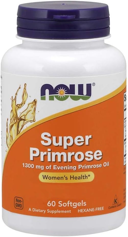 NOW Supplements, Super Primrose 1300 mg with Naturally Occurring GLA (Gamma-Linolenic Acid), 60 Softgels