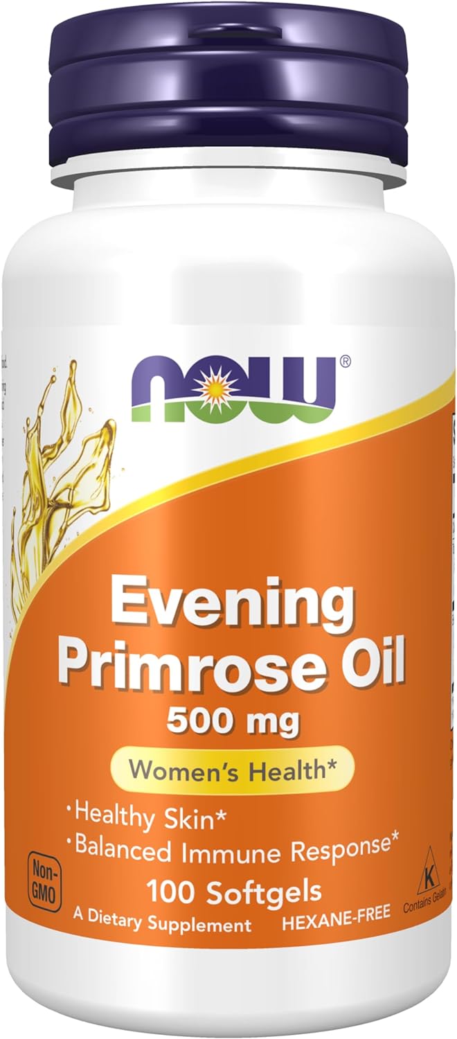 NOW Supplements, Evening Primrose Oil 500 mg with Naturally Occurring GLA (Gamma-Linolenic Acid), 100 Softgels