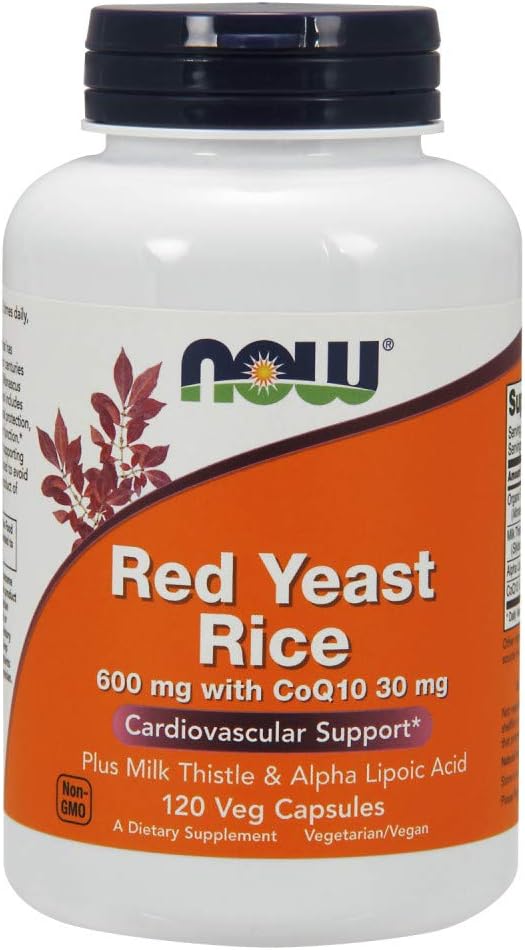 NOW Supplements, Red Yeast Rice with CoQ10, plus Milk Thistle & Alpha Lipoic Acid, 120 Veg Capsules