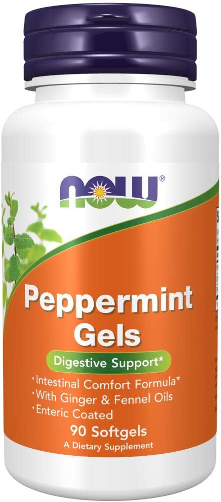 NOW Supplements, Peppermint Gels with Ginger & Fennel Oils, Enteric Coated, Digestive Support*, 90 Softgels