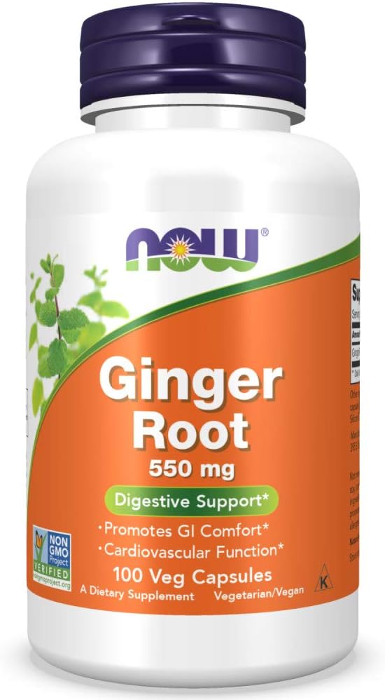 NOW Supplements, Ginger Root (Zingiber officinale) 550 mg, Digestive Support*, 100 Veg Capsules