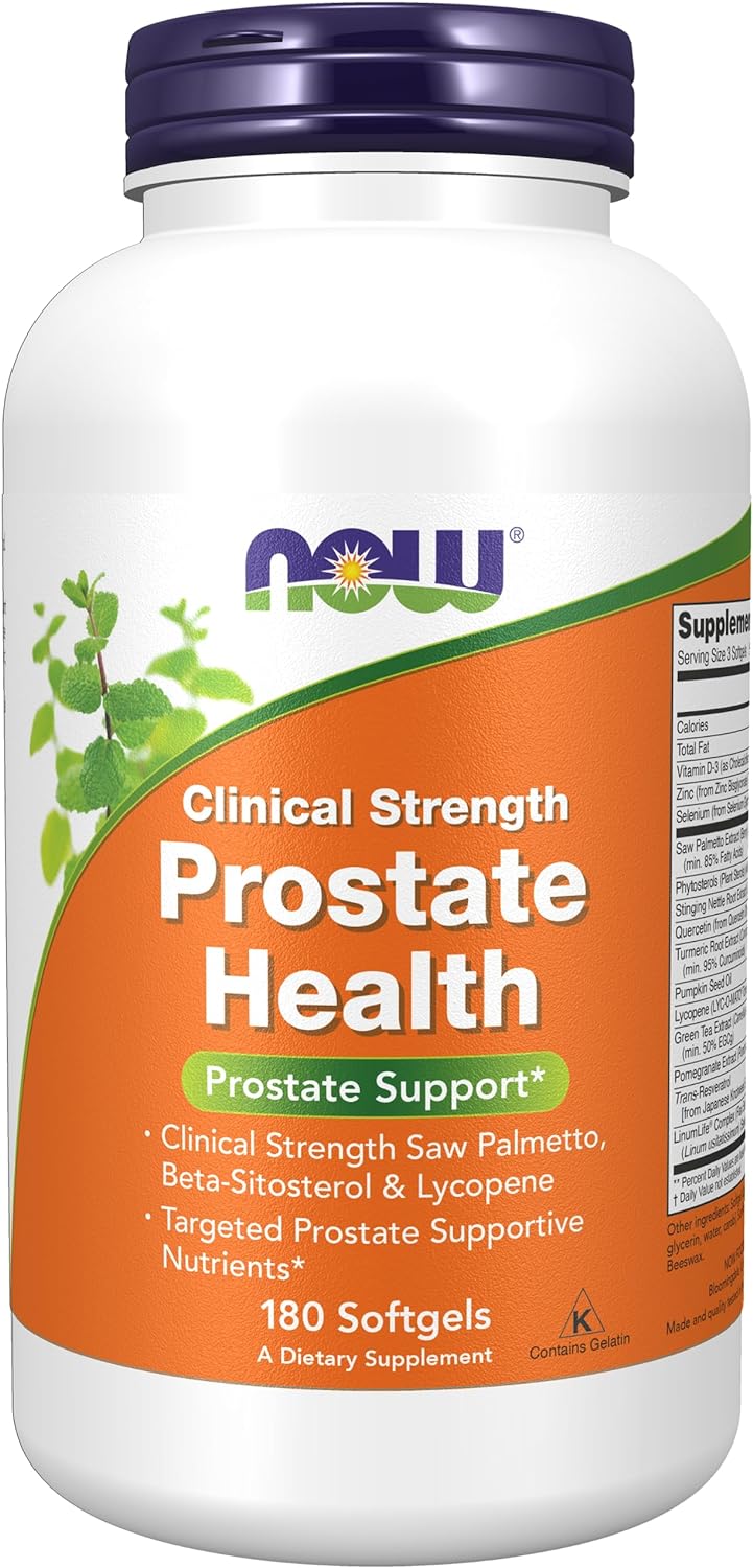 NOW Supplements, Prostate Health, Clinical Strength Saw Palmetto, Beta-Sitosterol & Lycopene, 180 Softgels