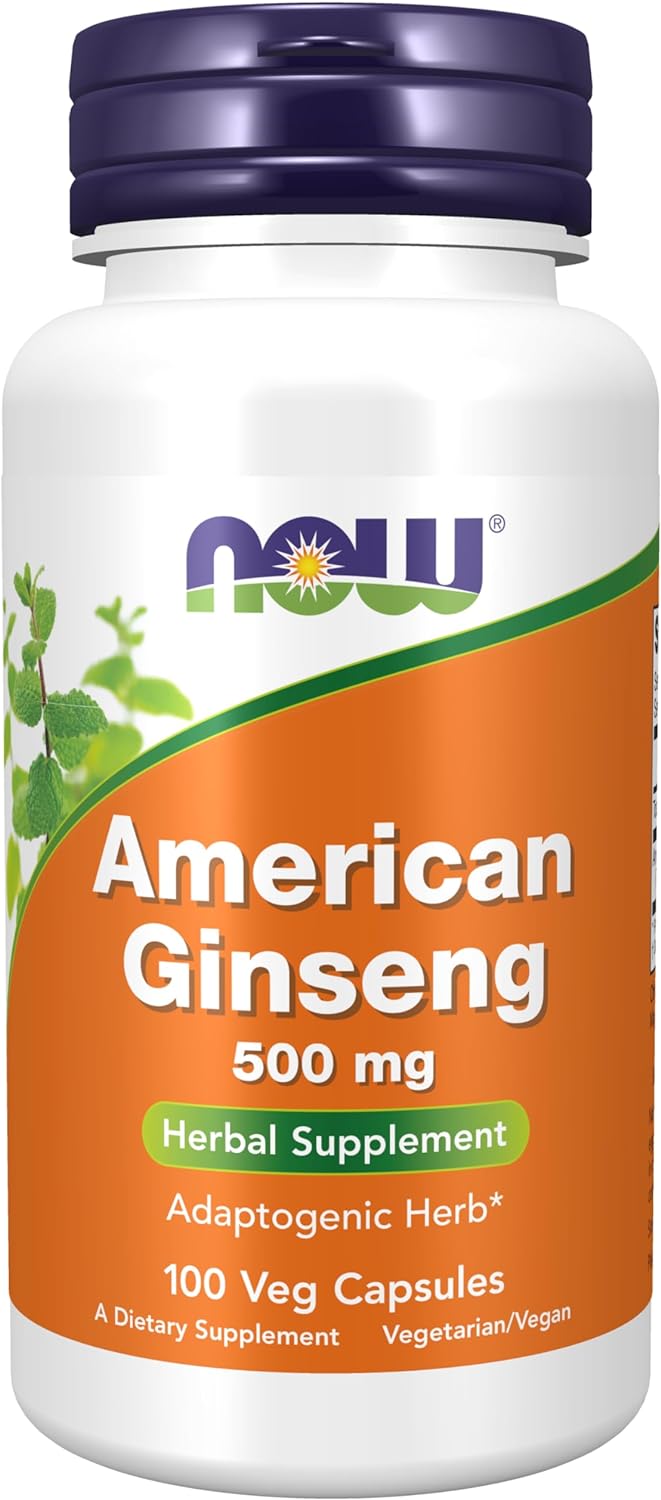 NOW Supplements, American Ginseng (Panax quinquefolius) 500 mg, Herbal Supplement, 100 Veg Capsules