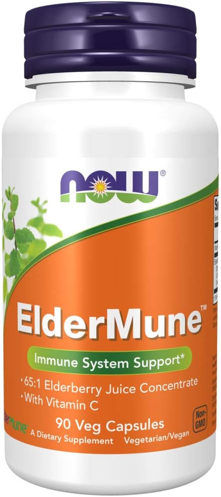 NOW Supplements, ElderMune 65:1 Elderberry Juice Concentrate With Vitamin C, Immune System Support, 90 Veg Capsules