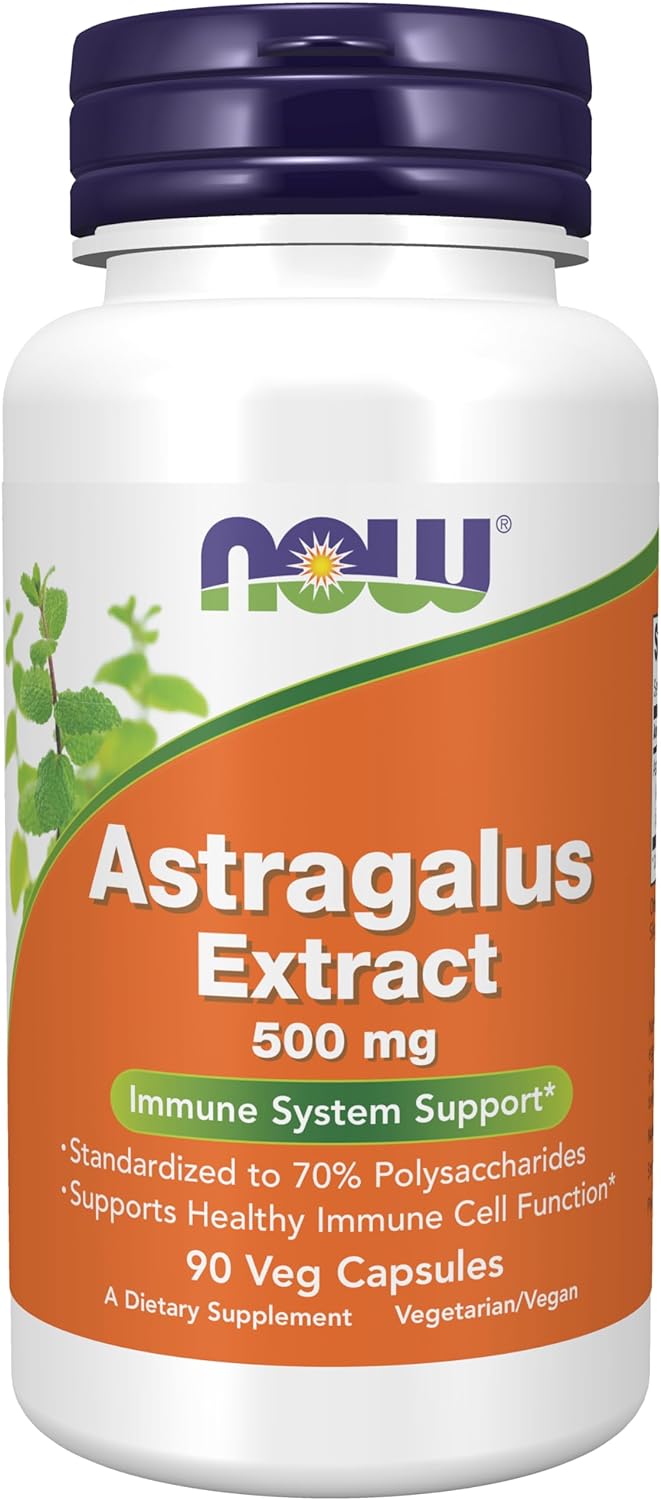 NOW Immune Support Supplements, Astragalus Extract 500 mg (Standardized to 70% Polysaccharides), 90 Veg Capsules