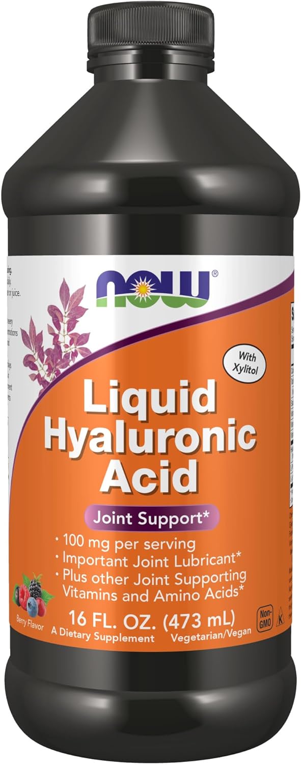 NOW Supplements, Liquid Hyaluronic Acid, Delicious Berry Flavor, 100 mg Per Serving, 16-Ounce