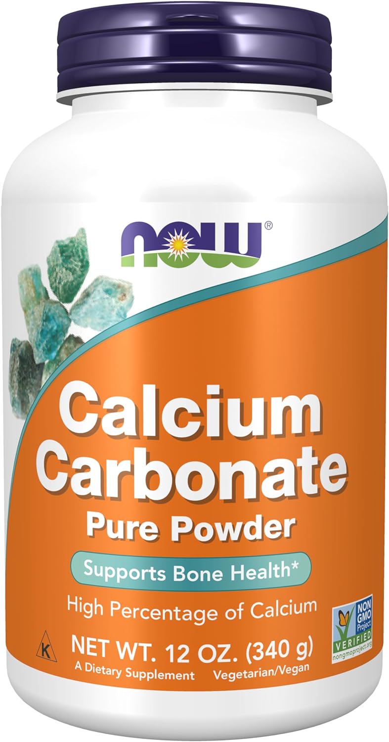 NOW Supplements, Calcium Carbonate Powder, High Percentage of Calcium, Supports Bone Health*, 12-Ounce